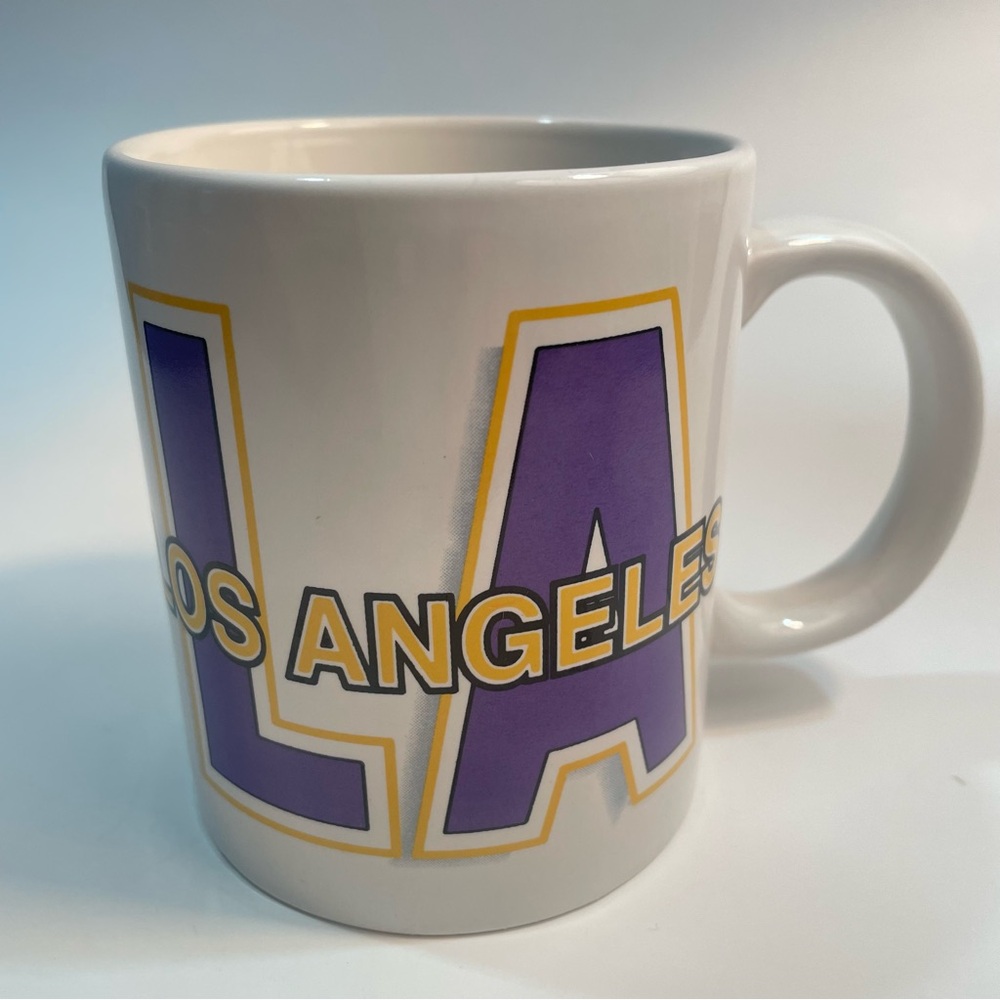 1996 LA Lakers Coffee Cup Mug Vintage Purple Yellow Ceramic Gift Creations Inc